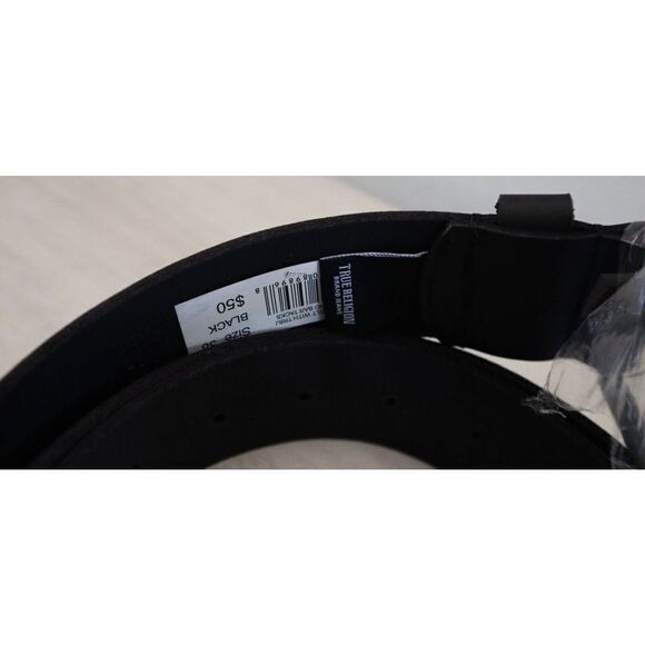 True Religion TR302059 Mens Sz 38 Black Terry Rivet Leather Belt w/Roller Buckle - Picture 3 of 9